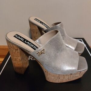 KARL LAGERFELD PARIS Women's Hensley Platform Sandals Size 8